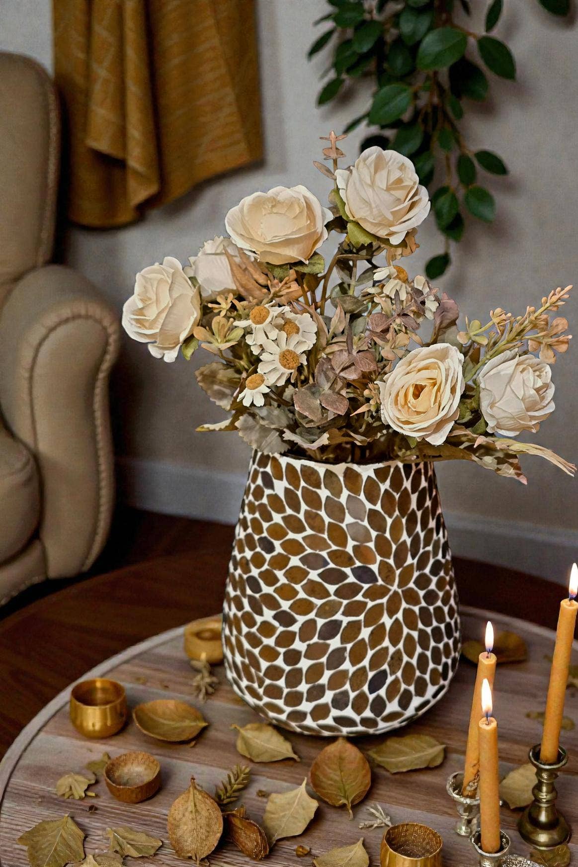 Creamwood Blossom Stem 12in
