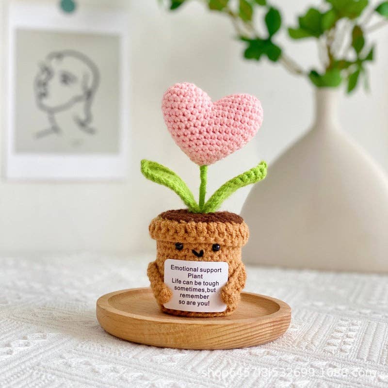 Crochet Heart Flower Pot Gift Decor