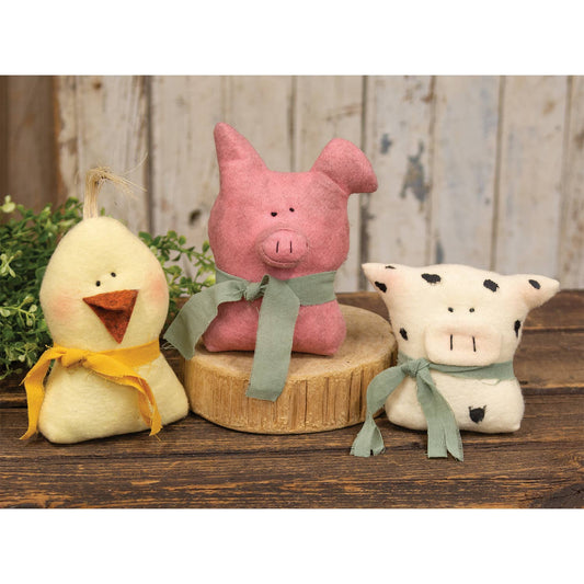 Stuffed Rustic Pig Sitter - 5.5”H