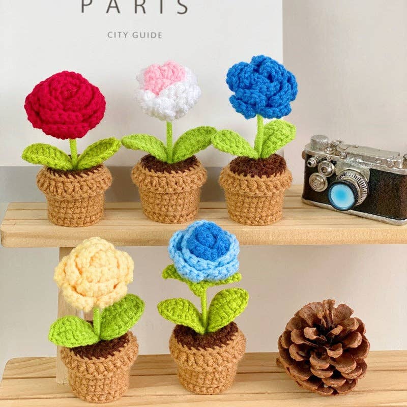 Crochet Potted Flower Gift Mini Home Decor