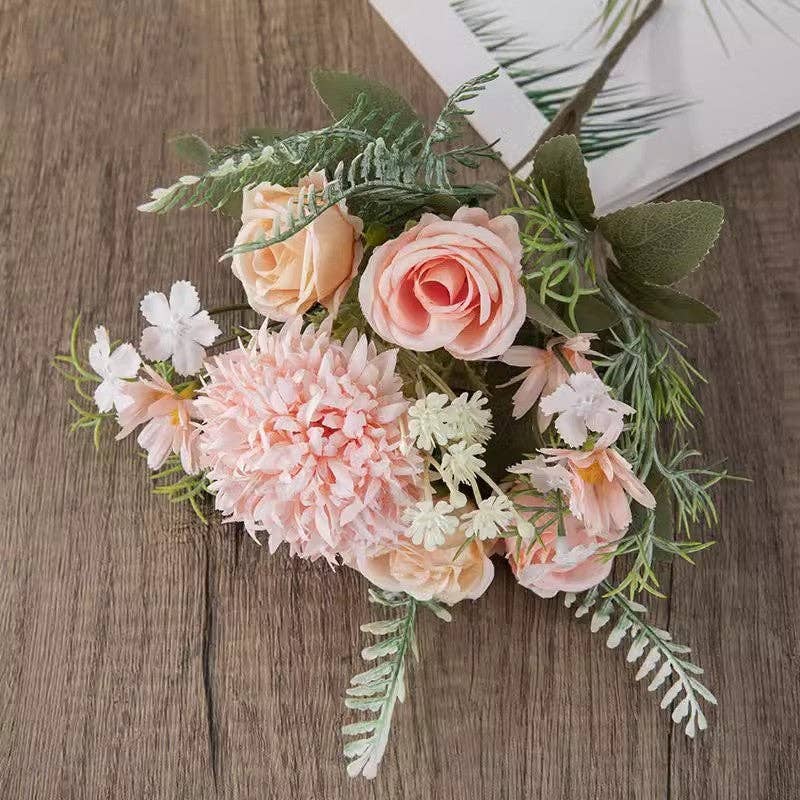 Faux Rose Hydrangea Bouquet Home Decor