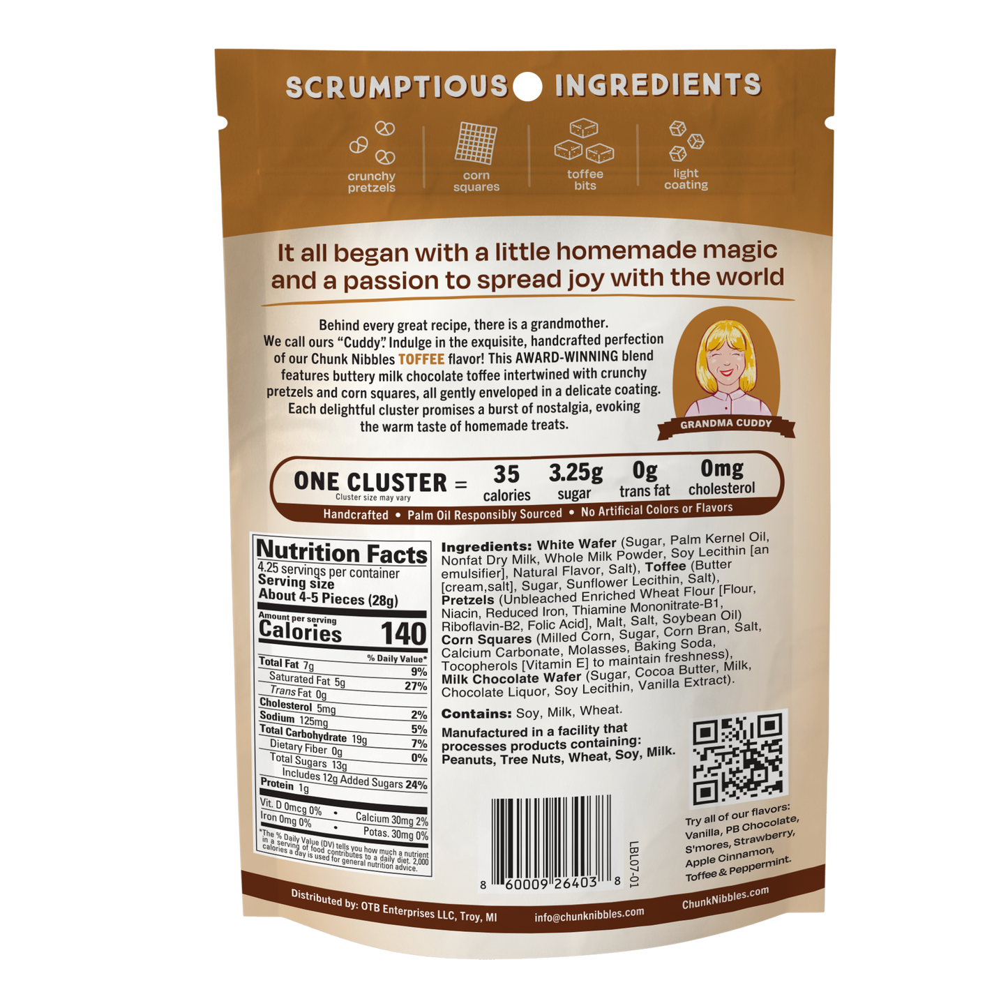 Toffee Chunk Nibbles 4.25 oz Pouch