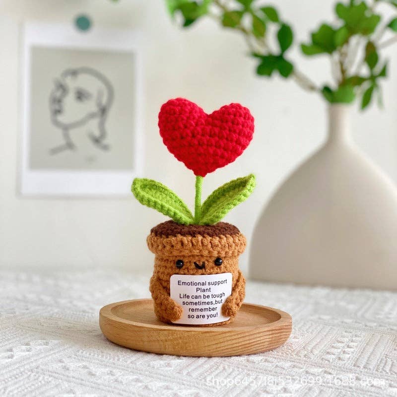 Crochet Heart Flower Pot Gift Decor