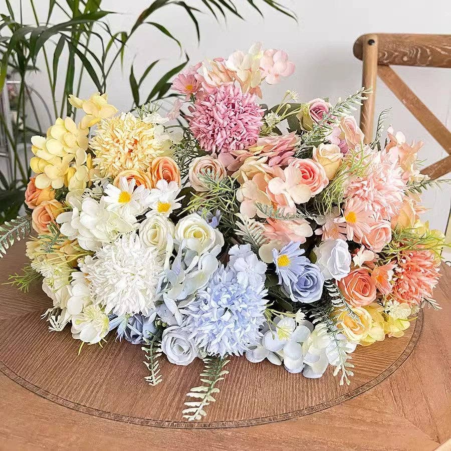 Faux Rose Hydrangea Bouquet Home Decor
