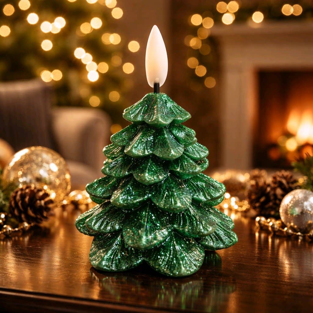 Mini Christmas Tree Realistic Flame 2.75in H Set of 2