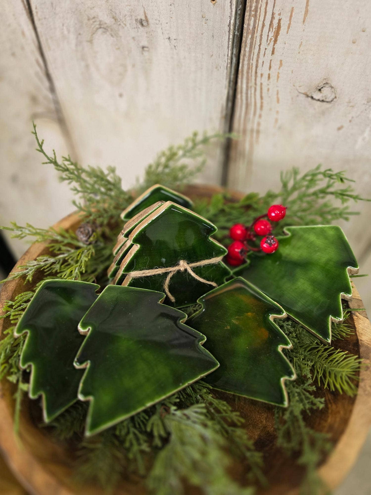 Enamel Tree Coasters Set 4 3.9x3.5in