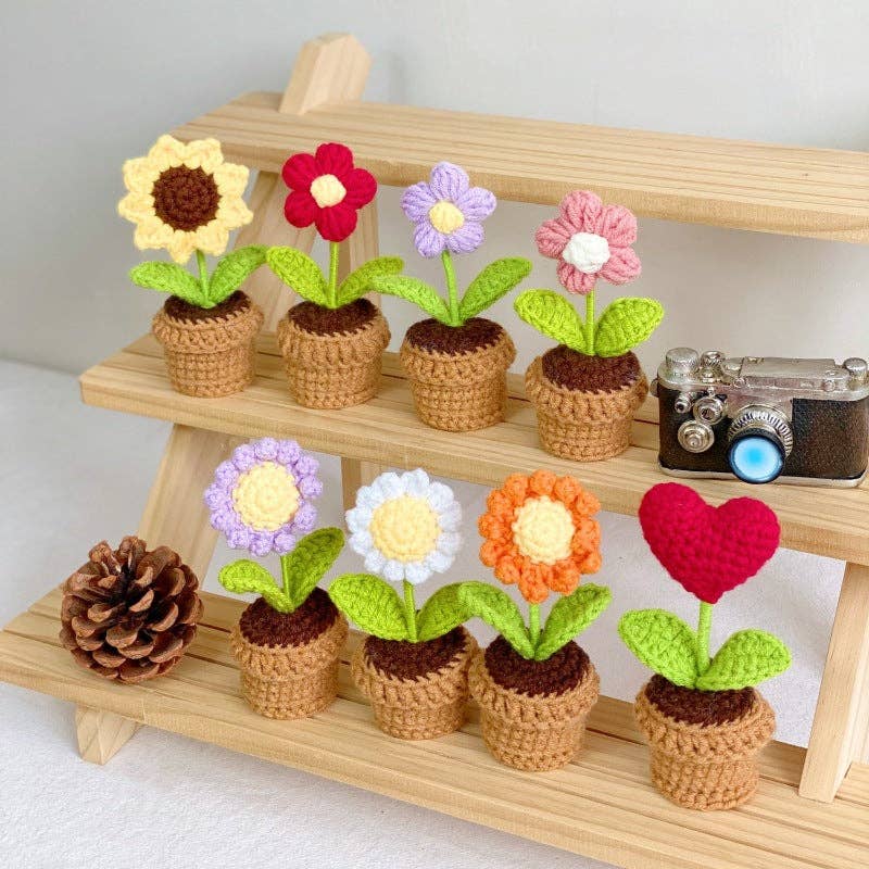 Crochet Potted Flower Gift Mini Home Decor