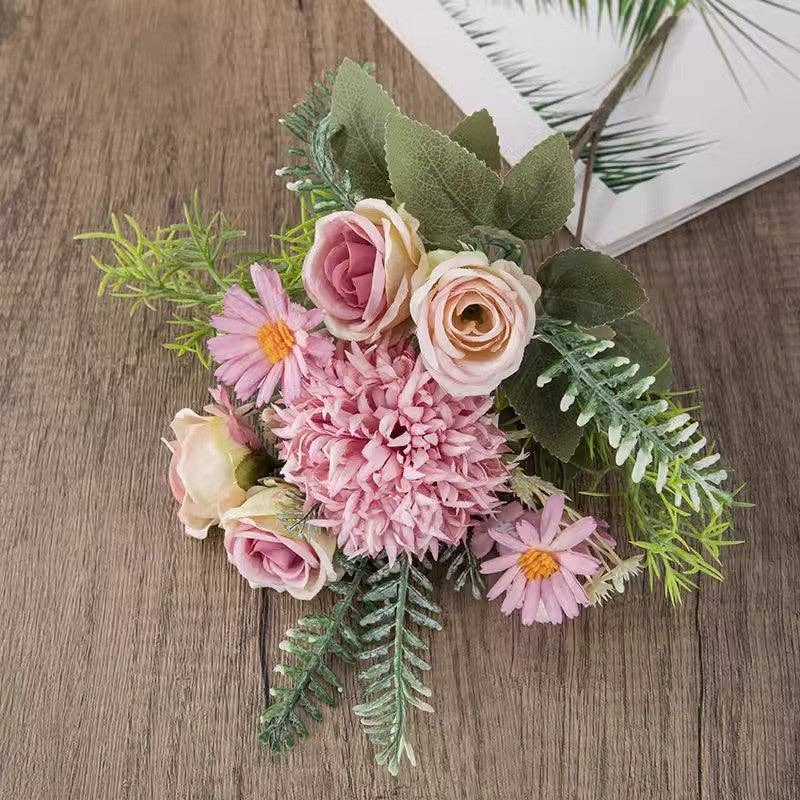Faux Rose Hydrangea Bouquet Home Decor