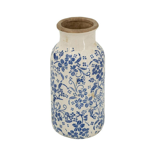 5.7x12.5" Blue White Ceramic Vase w/ Traditional Floral