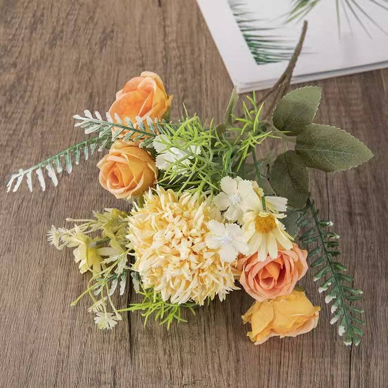 Faux Rose Hydrangea Bouquet Home Decor