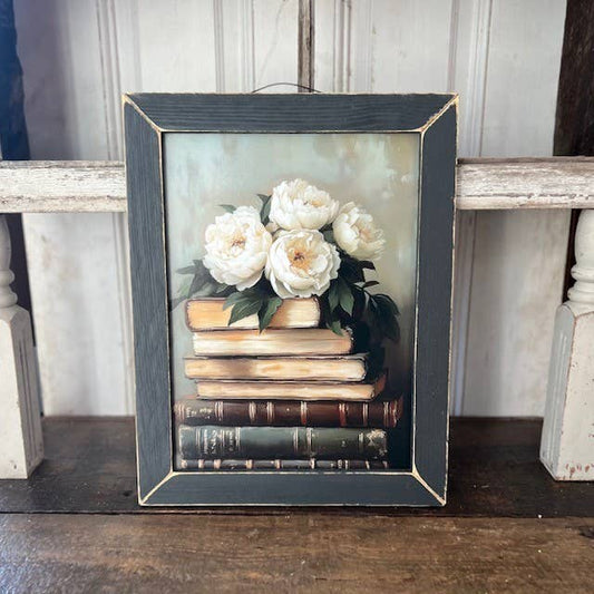 Vintage Floral Books Sign