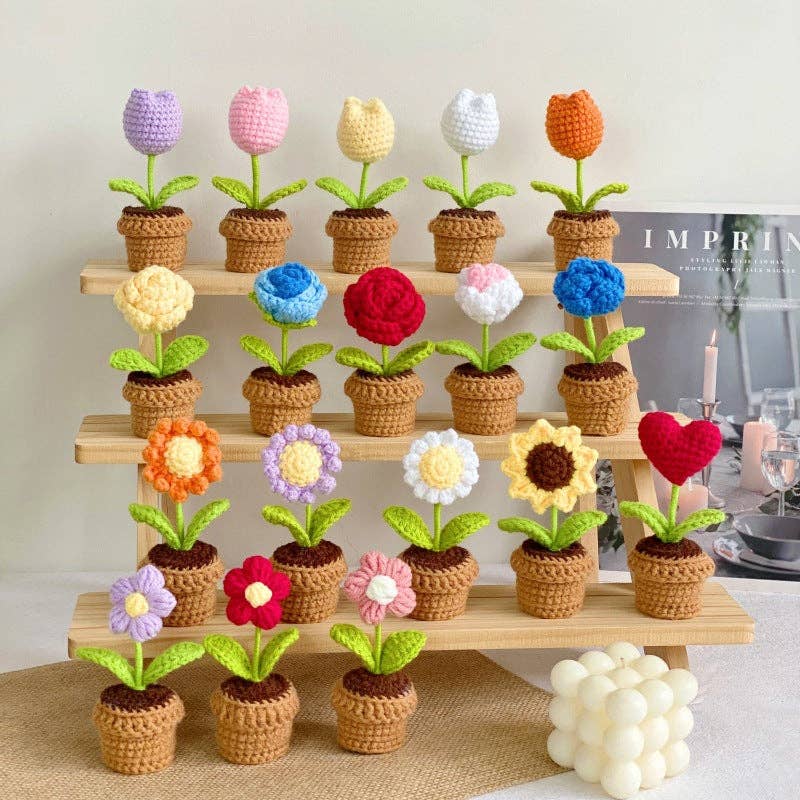 Crochet Potted Flower Gift Mini Home Decor