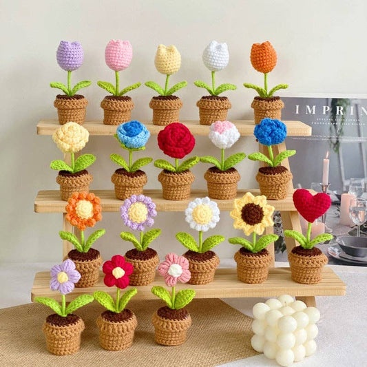 Crochet Potted Flower Gift Mini Home Decor