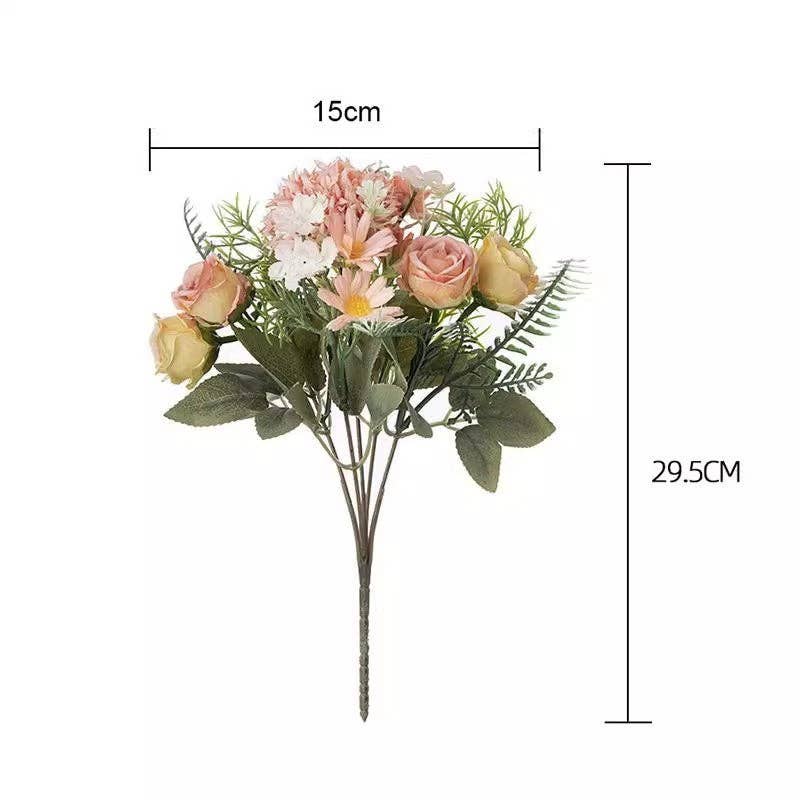 Faux Rose Hydrangea Bouquet Home Decor
