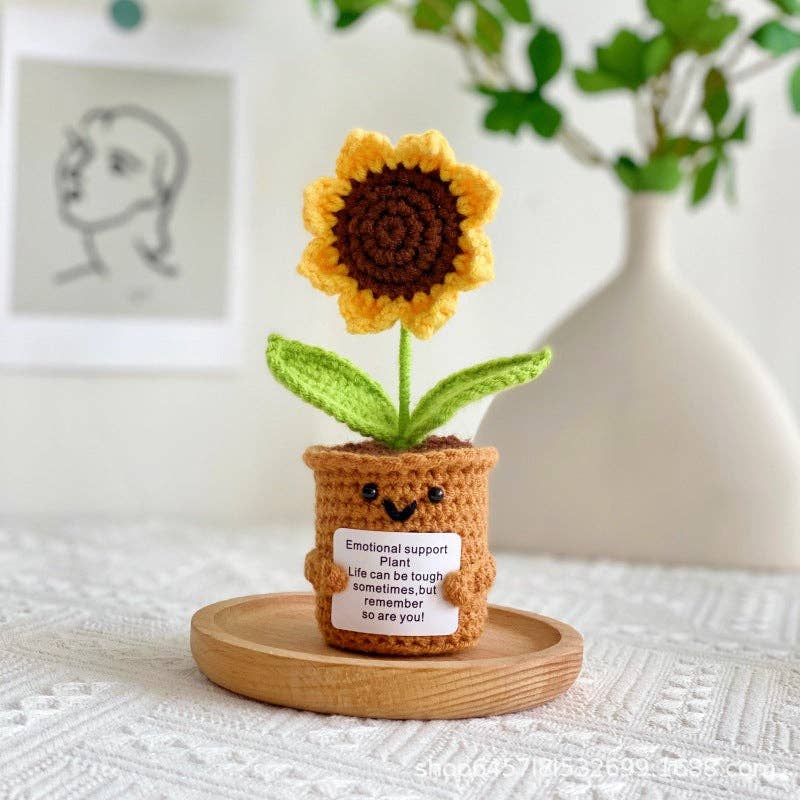 Crochet Heart Flower Pot Gift Decor