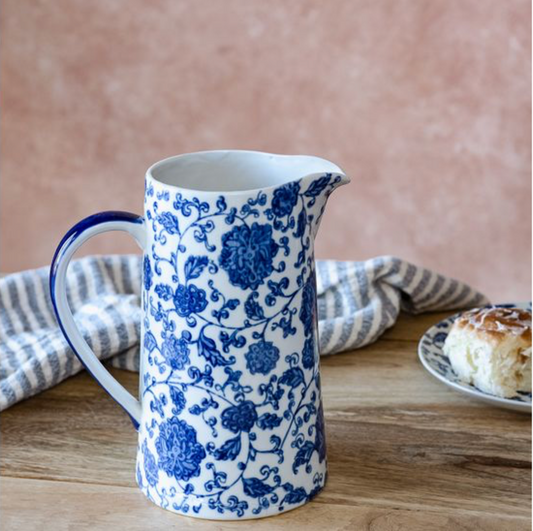 9" BLUE FLORAL PATTERN PITCHER