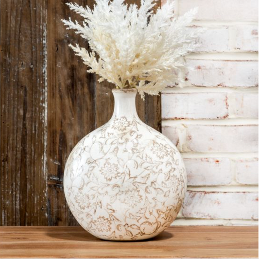 10" BEIGE SM NECK HEIRLOOM VASE