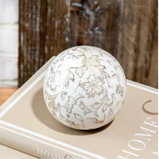 4.5" BEIGE HEIRLOOM DECO BALL