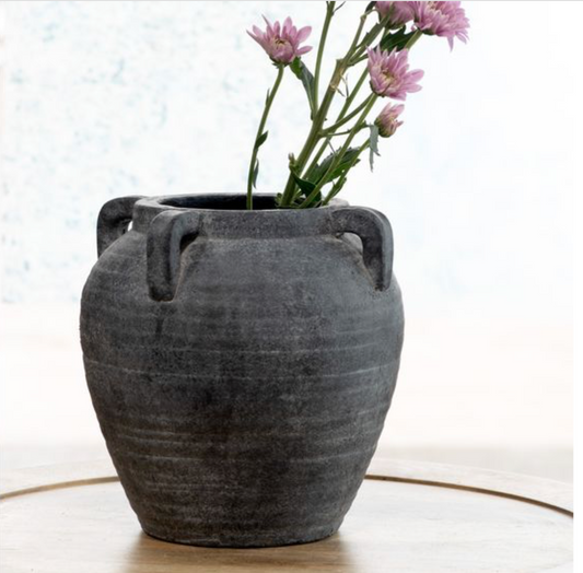 8.5" CHARCOAL 4 HANDLE VASE