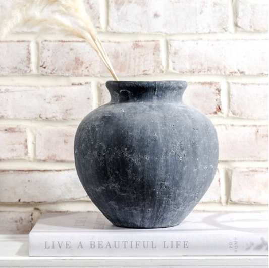 8" CHARCOAL ROUND VASE