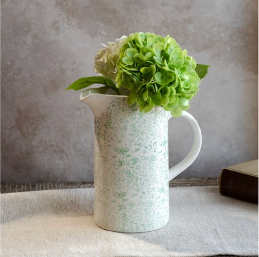 8.5" GREEN FLORAL PITCHER