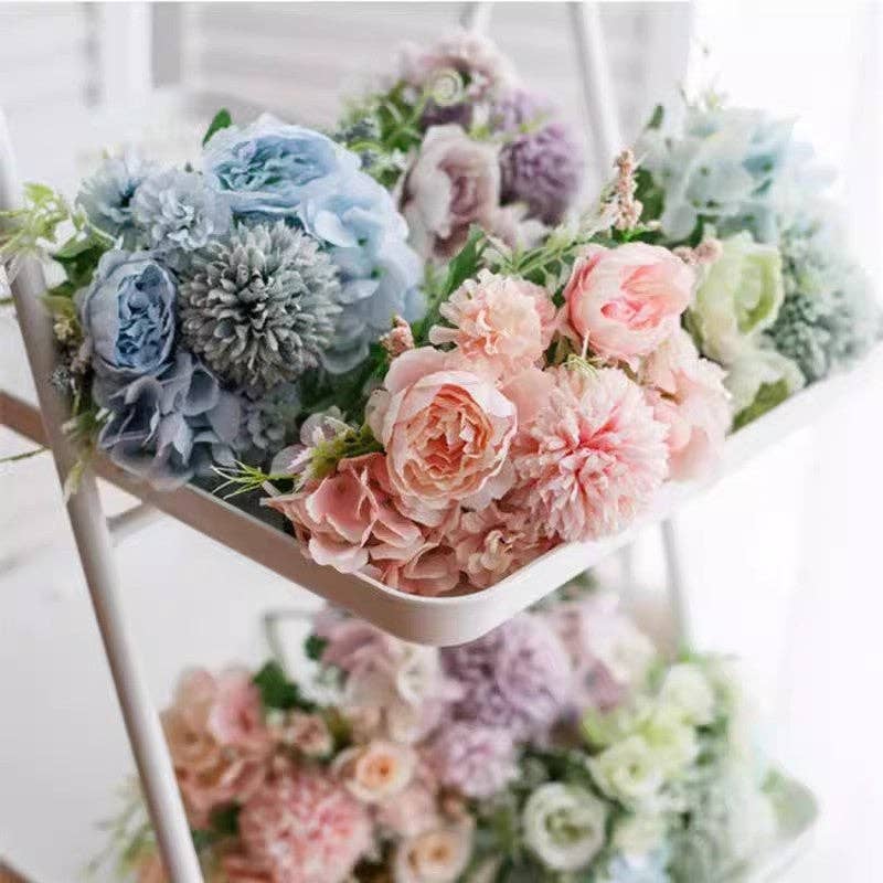 Faux Rose Hydrangea Bouquet Home Decor