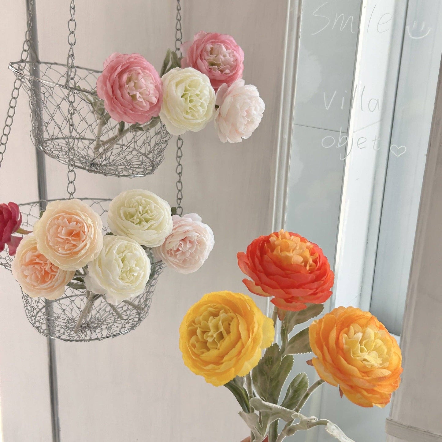 Faux Ranunculus Flower Stem Silk Peony Floral Decor