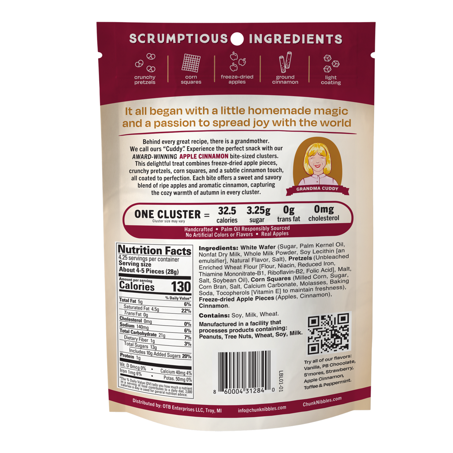 Apple Cinnamon Chunk Nibbles 4.25oz Pouch