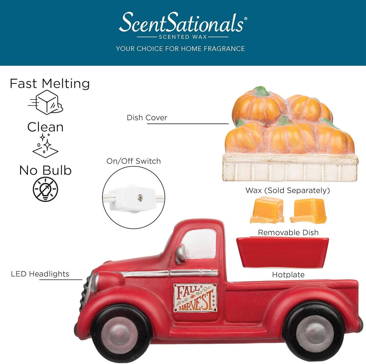 Red Truck with Pumpkins Fragrance & Wax Electric Warmer
