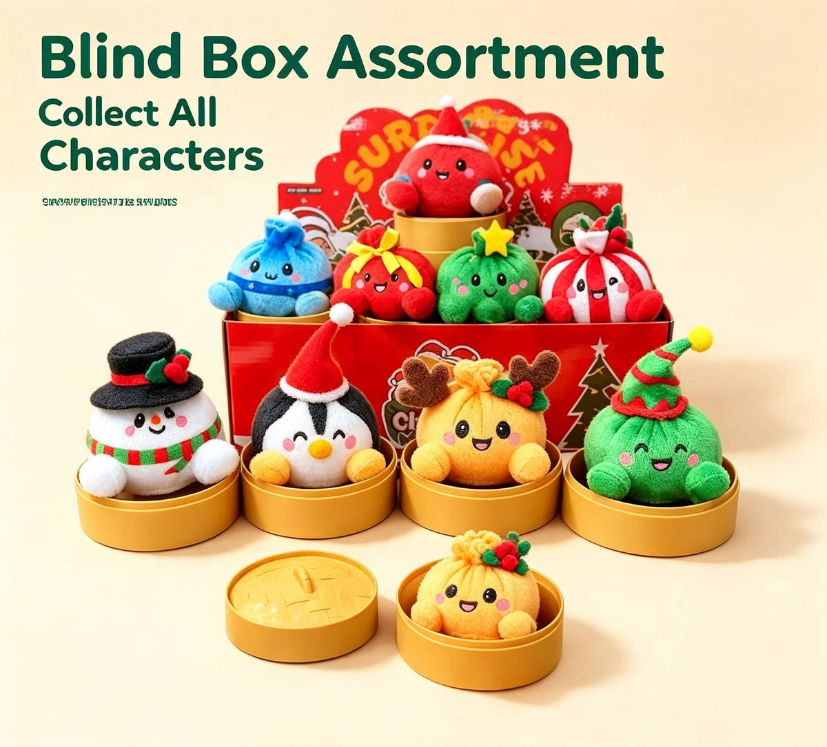 Christmas Plush Squishy Blind Box with Crinkle Sound