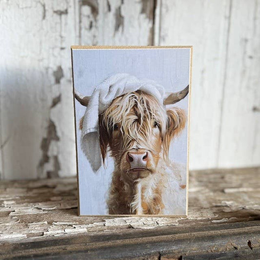 Highland Cow Wood Block