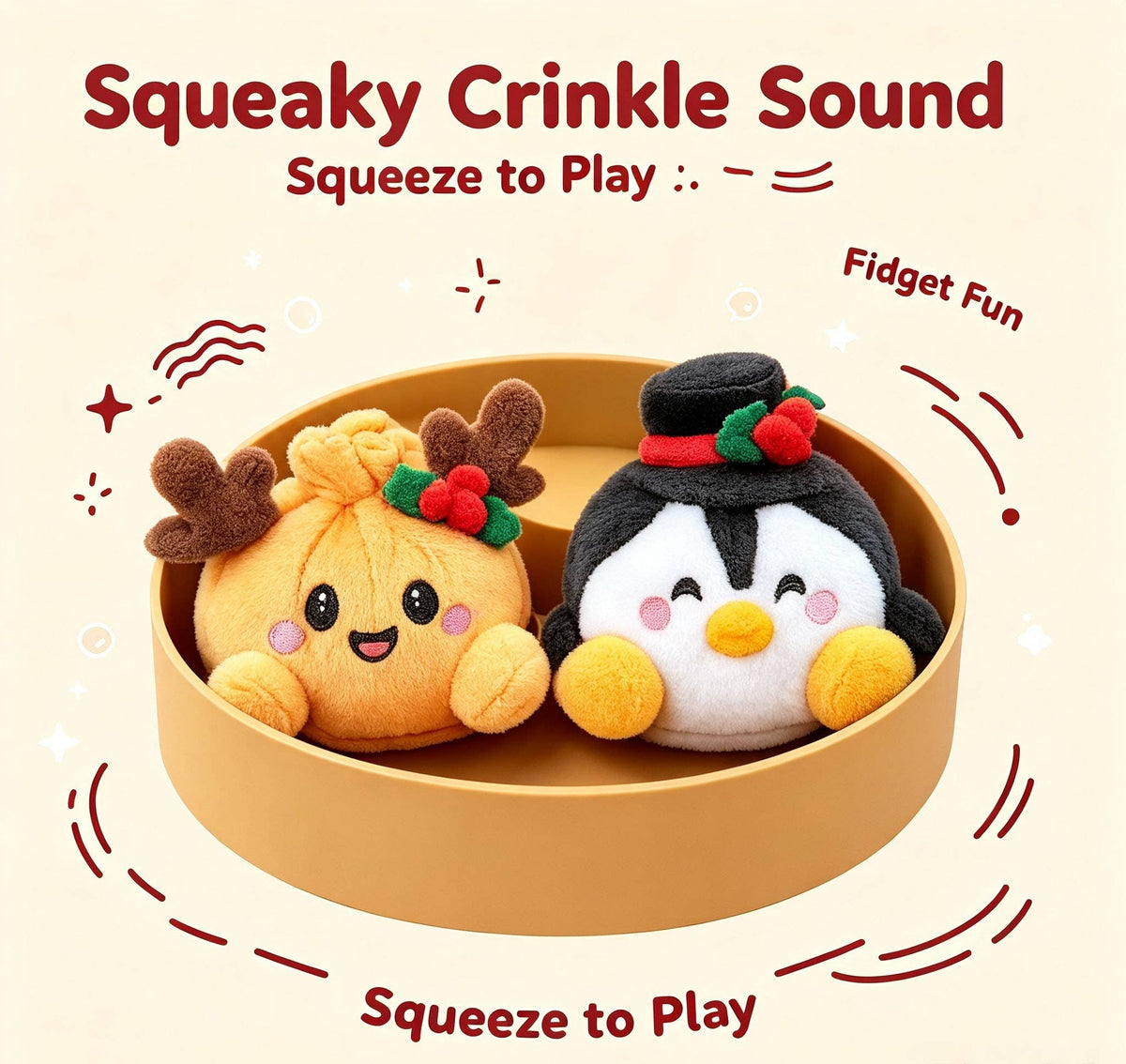 Christmas Plush Squishy Blind Box with Crinkle Sound