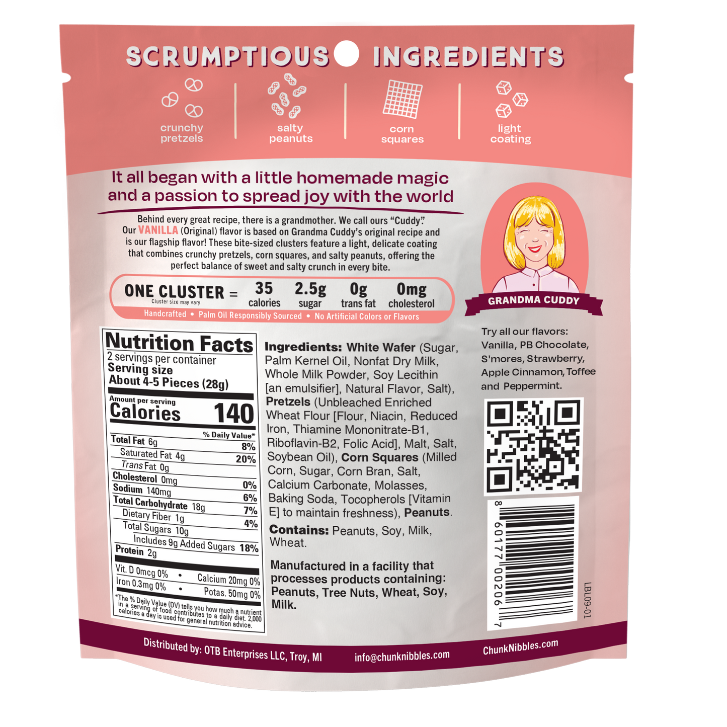 Vanilla (Original) Chunk Nibbles 2oz Snack Pack